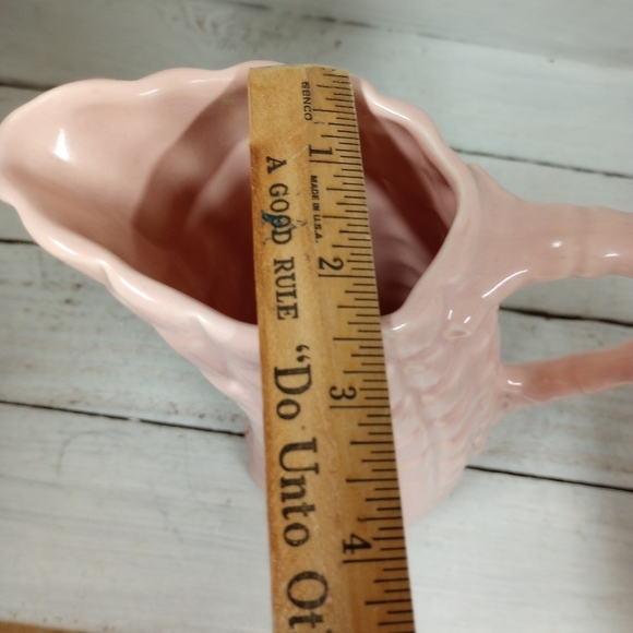 Vintage Pink Bamboo Style Handled Pitcher, Numbered and Made in USA, MCM - Picture 10 of 10